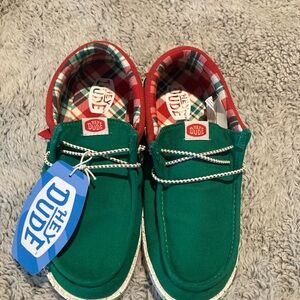 Hey Dude Kids Green Elf Christmas shoes
